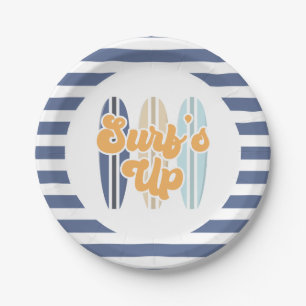 Surf's Up Surfboard Beach Birthday Paper Plates