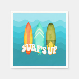 Surfs Up Surfboard Birthday Party Napkin