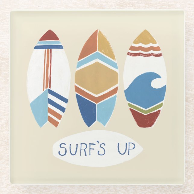 Surf's Up! Surfboards Glass Coaster (Front)