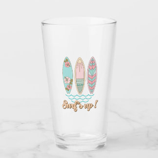 Surf's Up Surfboards Summer Beach Life Glass