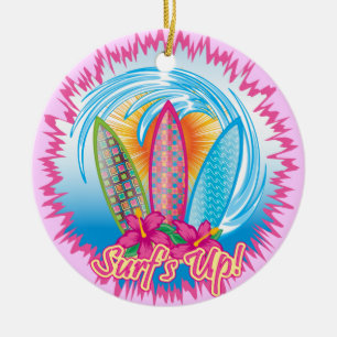Surf's Up - Surfer Girl Ceramic Tree Decoration
