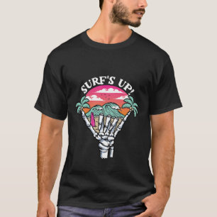 'Surf's Up' Surfer's Surfing Beach Skeleton T-Shirt