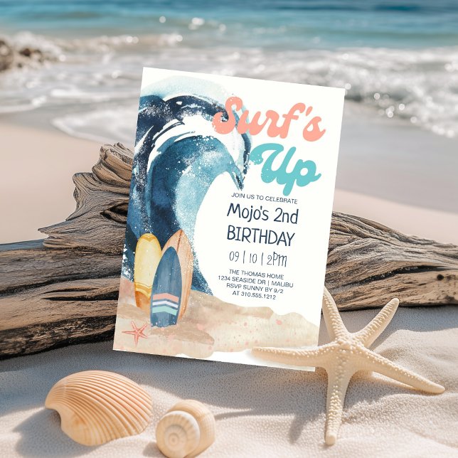 Surf's Up | Tropical Beach Kids Birthday Invitation (Creator Uploaded)