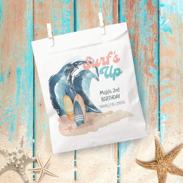 Surf's Up | Tropical Beach Surfing Birthday  Favour Bags (Creator Uploaded)