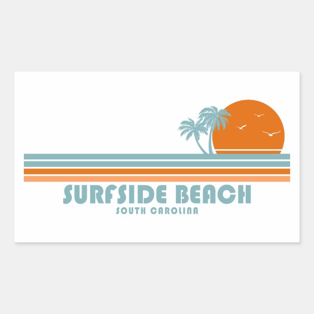 Surfside Beach South Carolina Sun Palm Trees Rectangular Sticker (Front)