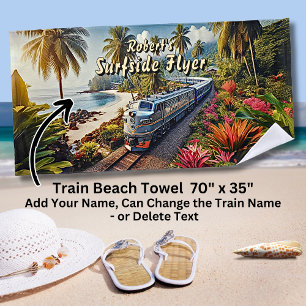 Surfside Flyer Diesel Train at the Beach Beach Towel
