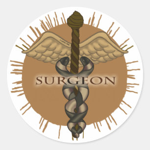 Surgeon caduceus  classic round sticker