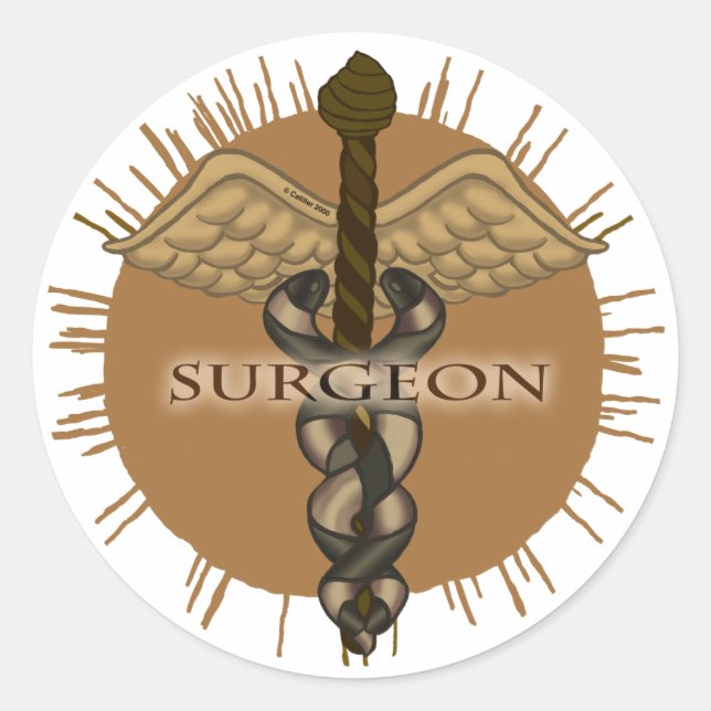 Surgeon caduceus  classic round sticker (Front)
