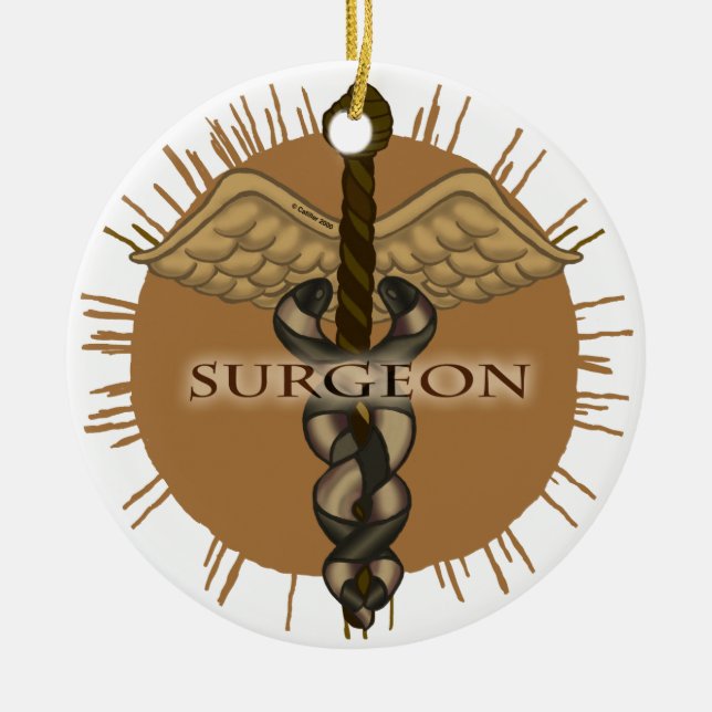 Surgeon Caduceus Premium Square Ornament (Front)