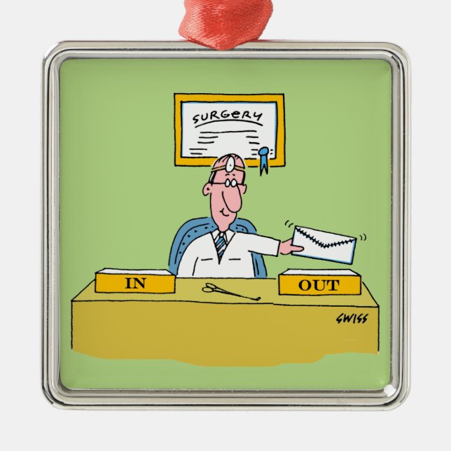Surgeon Cartoon Funny Christmas Tree Ornament (Front)