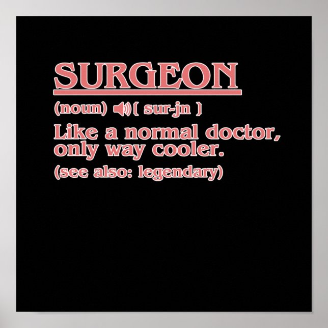 Surgeon Definition Surgery Medical Doctor Neurolog Poster (Front)