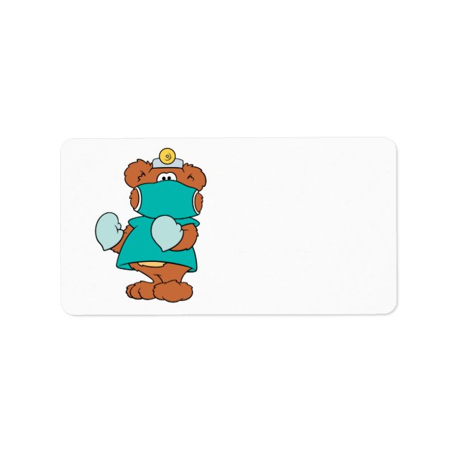 surgeon doctor teddy bear design label (Front)