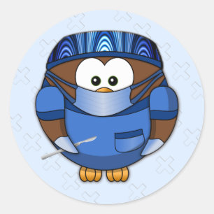 surgeon owl - surgowl classic round sticker