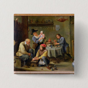 Surgeon Tending the Foot of an Old Man 15 Cm Square Badge
