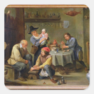 Surgeon Tending the Foot of an Old Man Square Sticker