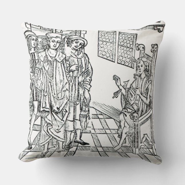 Surgeon visits a man with arrow wounds, from 'Das Cushion (Front)