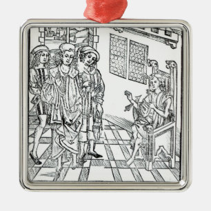 Surgeon visits a man with arrow wounds, from 'Das Metal Tree Decoration