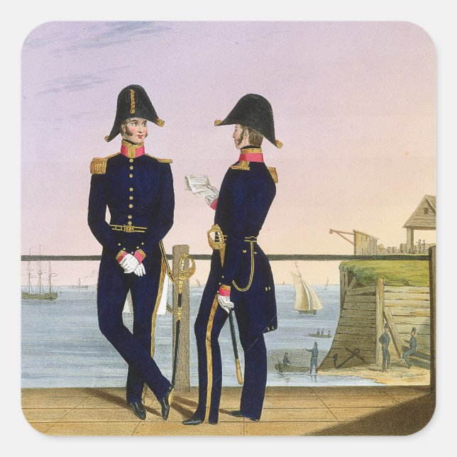 Surgeons, plate 6 from 'Costume of the Royal Navy Square Sticker (Front)