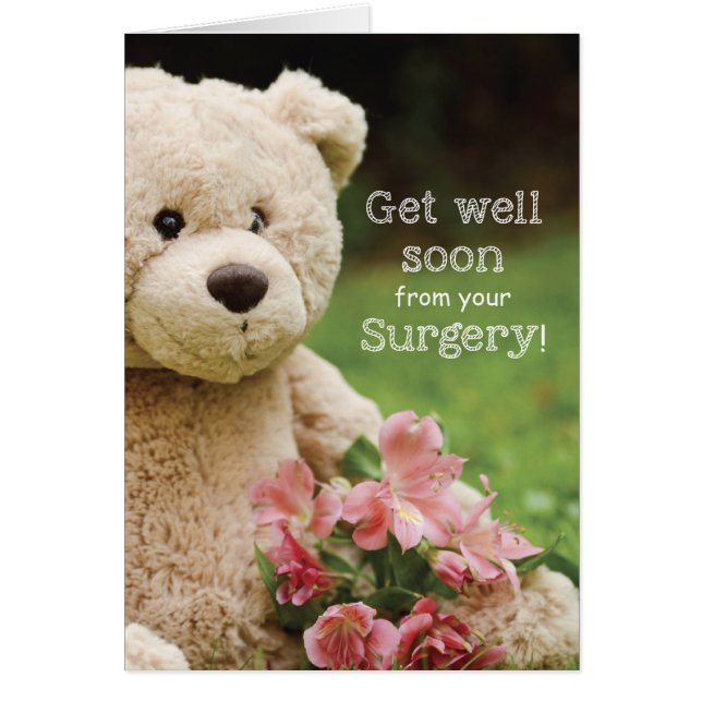 Surgery Recovery, Teddy Bear & Flowers Gell (Front)