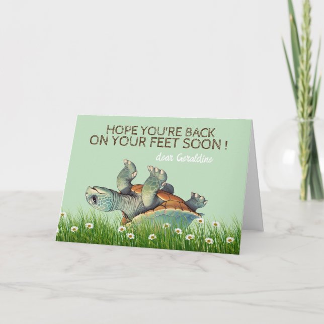 surgery support- back on feet - Get well soon  Thank You Card (Front)