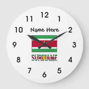 Suriname and Surinamese Flag with Your Name Large Clock