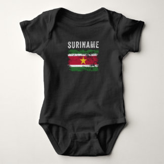 Suriname Flag Distressed Surinamese Flag Baby Bodysuit