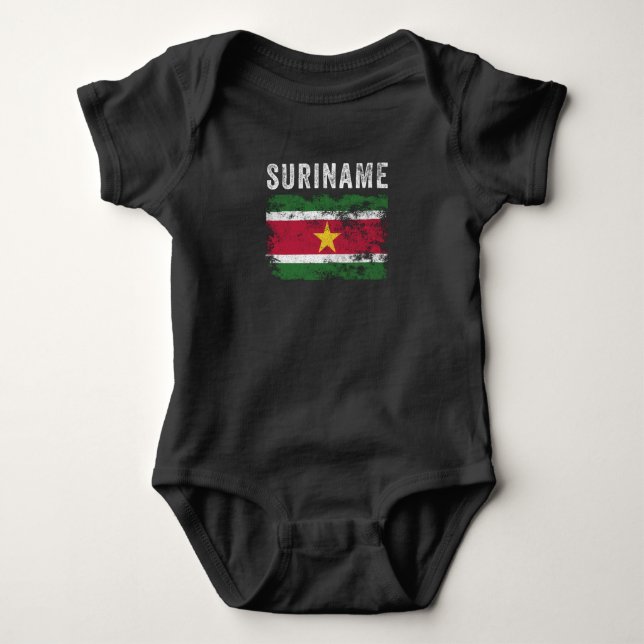 Suriname Flag Distressed Surinamese Flag Baby Bodysuit (Front)