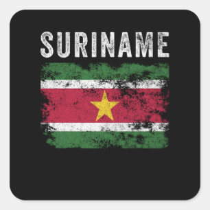 Suriname Flag Distressed Surinamese Flag Square Sticker