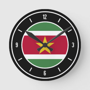 Suriname Flag Elegant Round Clock