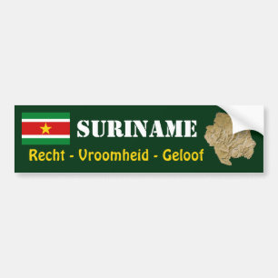 Suriname Flag + Map Bumper Sticker