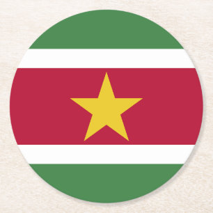 Suriname Flag Round Paper Coaster