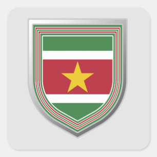Suriname Flag Shield Square Sticker