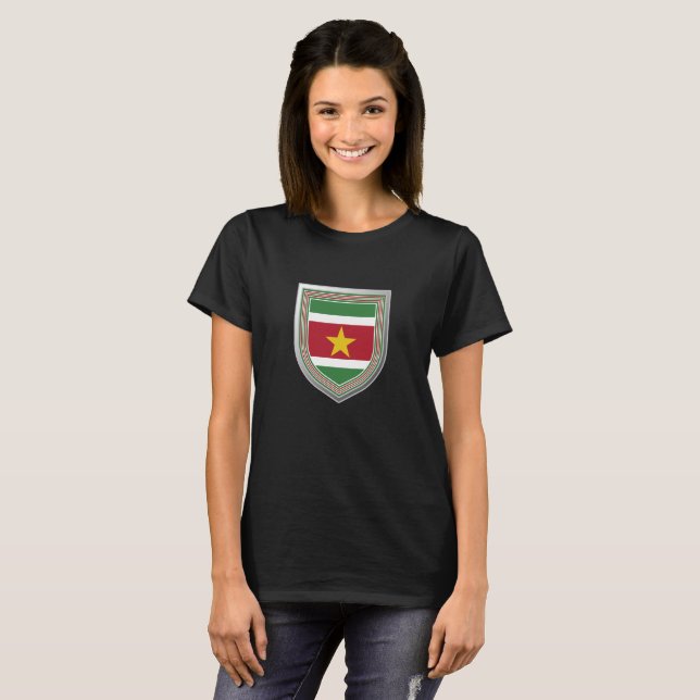 Suriname Flag Shield T-Shirt (Front Full)