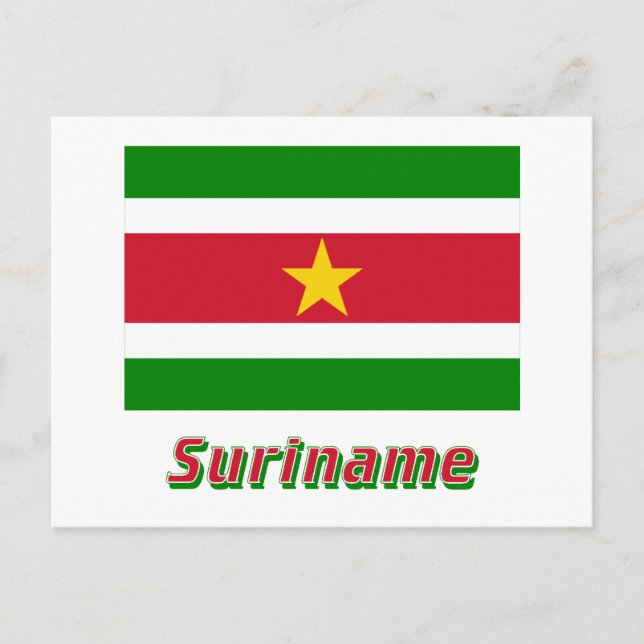 Suriname Flag with Name Postcard (Front)