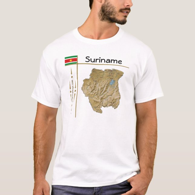 Suriname Map + Flag + Title T-Shirt (Front)