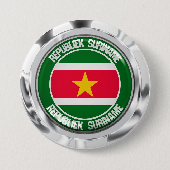 Suriname Round Emblem 7.5 Cm Round Badge (Front)