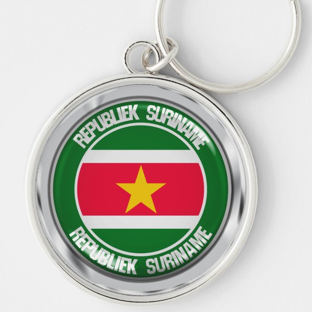 Suriname Round Emblem Key Ring (Front)