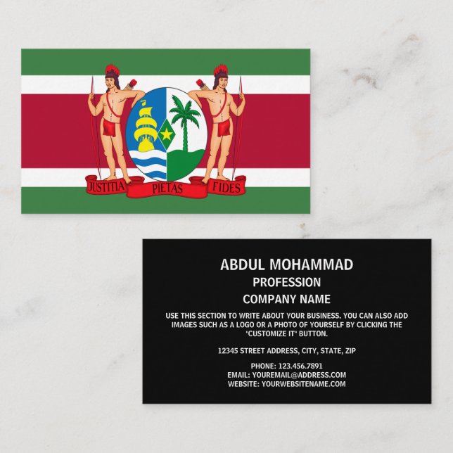 Surinamese Flag & Coat of Arms, Flag of Suriname Business Card (Front/Back)