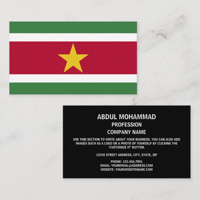 Surinamese Flag, Flag of Suriname Business Card (Front/Back)
