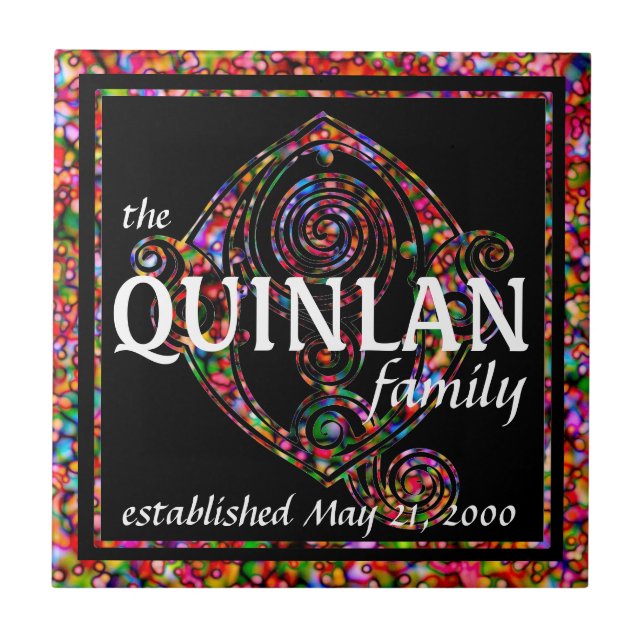 Surname Family Custom Red Anniversary Monogram Tile (Front)