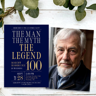 Surprise 100 Birthday The Man The Myth The Legend Invitation
