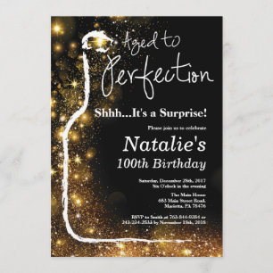 Surprise 100th Birthday Wine Aged to Perfection Invitation