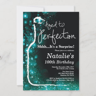 Surprise 100th Birthday Wine Aged to Perfection Invitation