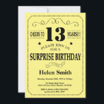 Surprise 13th Birthday Black and Yellow Invitation<br><div class="desc">Surprise 13th Birthday Invitation Black and Yellow Typography. Black and Yellow Background. Kids Birthday. Male Men or Women Birthday. Kids Boy or Girl Lady Teen Teenage Bday Invite. 13th 15th 16th 18th 20th 21st 30th 40th 50th 60th 70th 80th 90th 100th. Any Age. For further customisation, please click the "Customise...</div>
