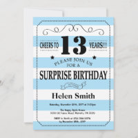 Surprise 13th Birthday Blue and White Stripes