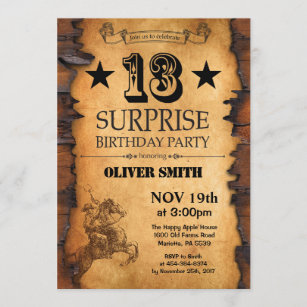 Surprise 13th Western Birthday Invitation