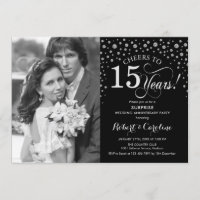Surprise 15th Anniversary with Photo Black Silver