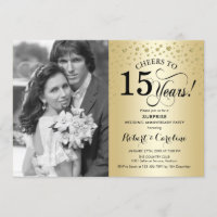 Surprise 15th Anniversary with Photo Gold Black