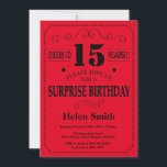 Surprise 15th Birthday Invitation Black and Red<br><div class="desc">Surprise 15th Birthday Invitation Black and Red Typography. Black and Red Background. Kids Birthday. Male Men or Women Birthday. Kids Boy or Girl Lady Teen Teenage Bday Invite. 13th 15th 16th 18th 20th 21st 30th 40th 50th 60th 70th 80th 90th 100th. Any Age. For further customisation, please click the "Customise...</div>
