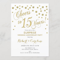 Surprise 15th Wedding Anniversary - White & Gold